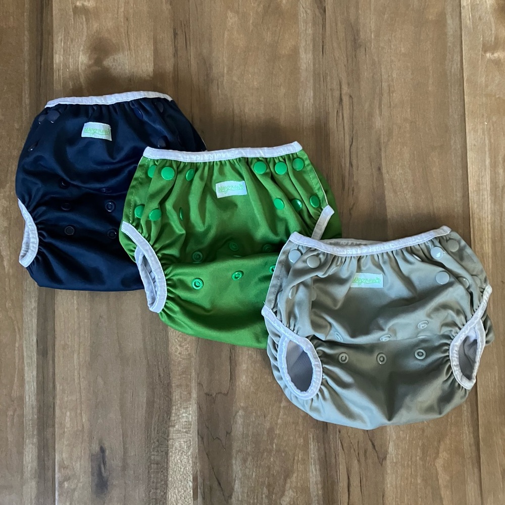 Wegreeco Toddler Adjustable Reusable Swim Diapers- Green, Blue, Gray